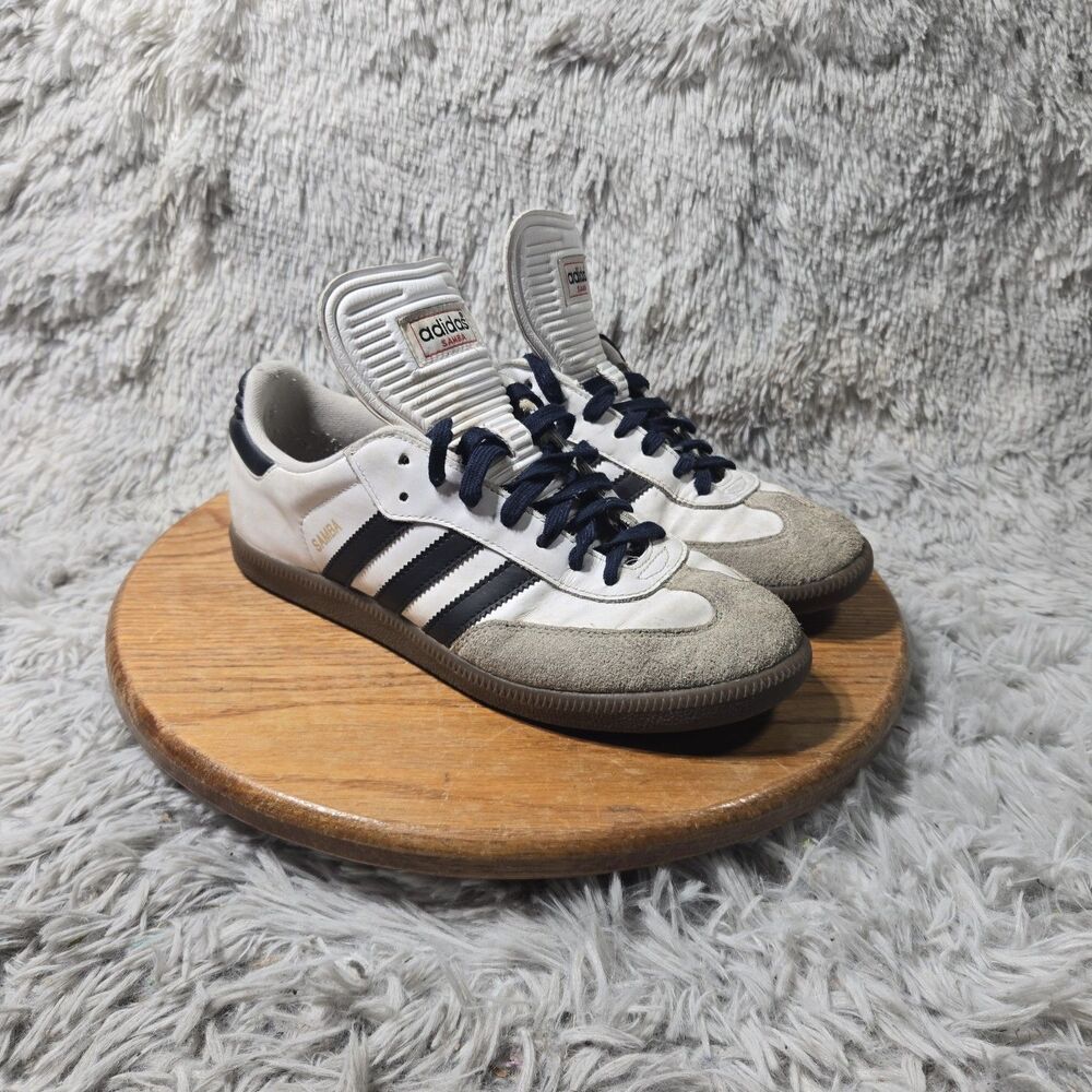 Adidas Samba Mens White Leather Black Stripe Gum Sole Sneaker Size 9 Retro Y2K